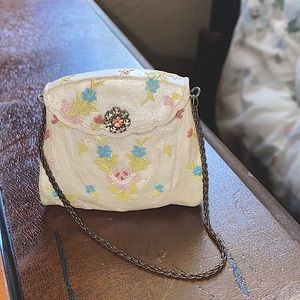 Resin Nostalgia Miniature Purse with Flower design Collectible.